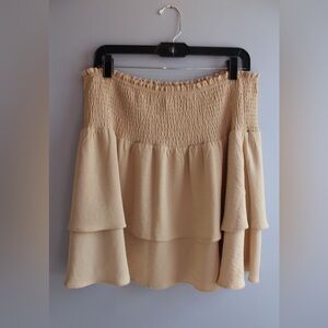 Cato’s Tan Ruffle Tiered Skirt, Large